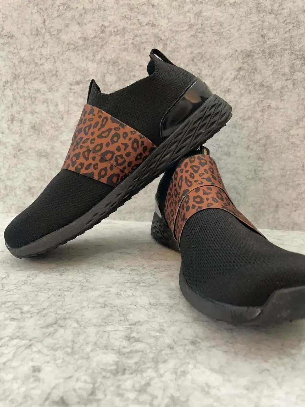 Avia Women's Memory Foam Slip-On Walking Shoes with Cheetah Print Elastic Strap